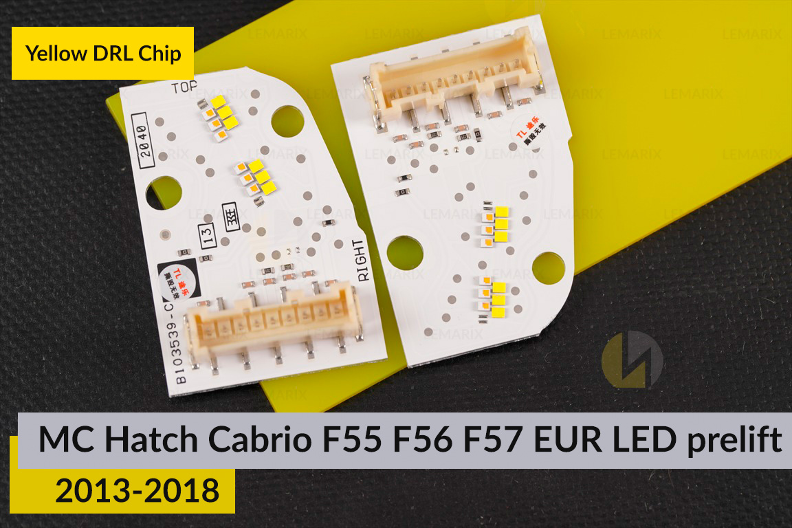 Жовті LED DRL чіпи дхо плата Mini Cooper Hatch Cabrio F55 F56 F57 EUR LED (2013-2018) дорест (4 шт.)