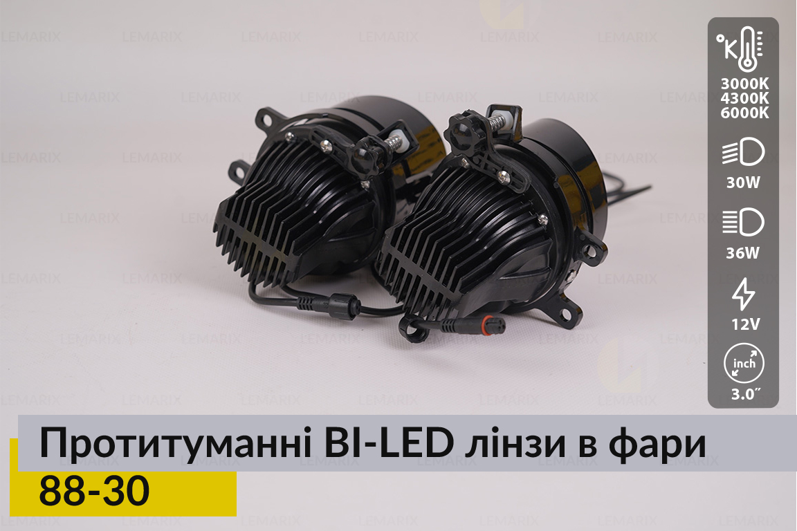 Противотуманные BI-LED линзы в фары Lemarix 88-30