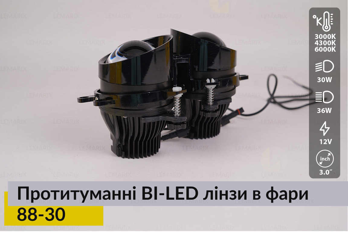 Противотуманные BI-LED линзы в фары Lemarix 88-30