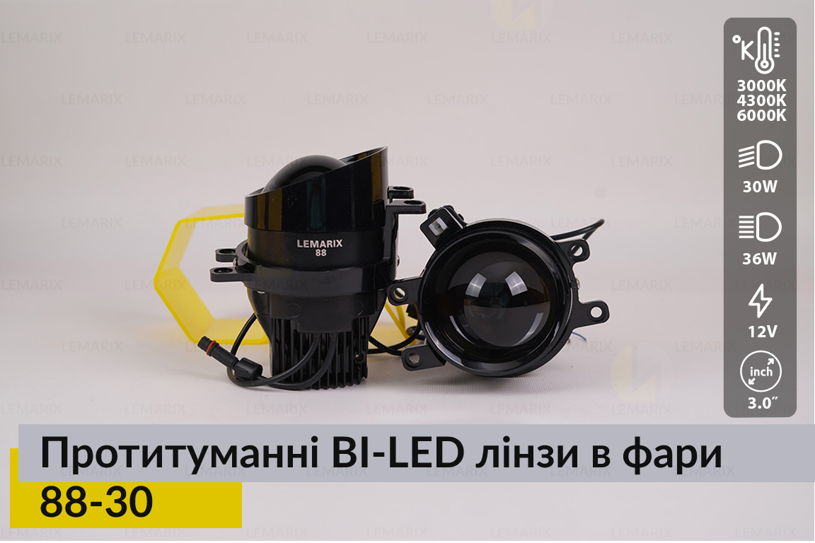 Противотуманные BI-LED линзы в фары Lemarix 88-30
