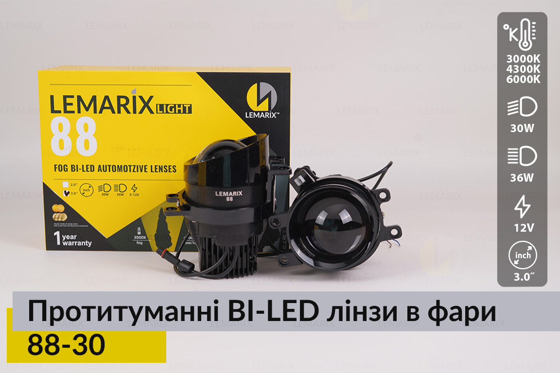 Противотуманные BI-LED линзы в фары Lemarix 88-30