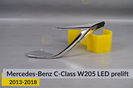 Хромована декоративна маска бокова Mercedes-Benz C-Class W205 LED (2013-2018) дорест ліва