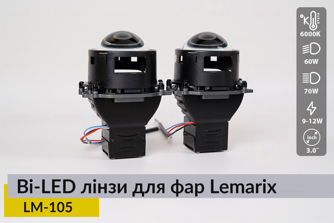 Автомобільні BI-LED лінзи в фари Lemarix 105