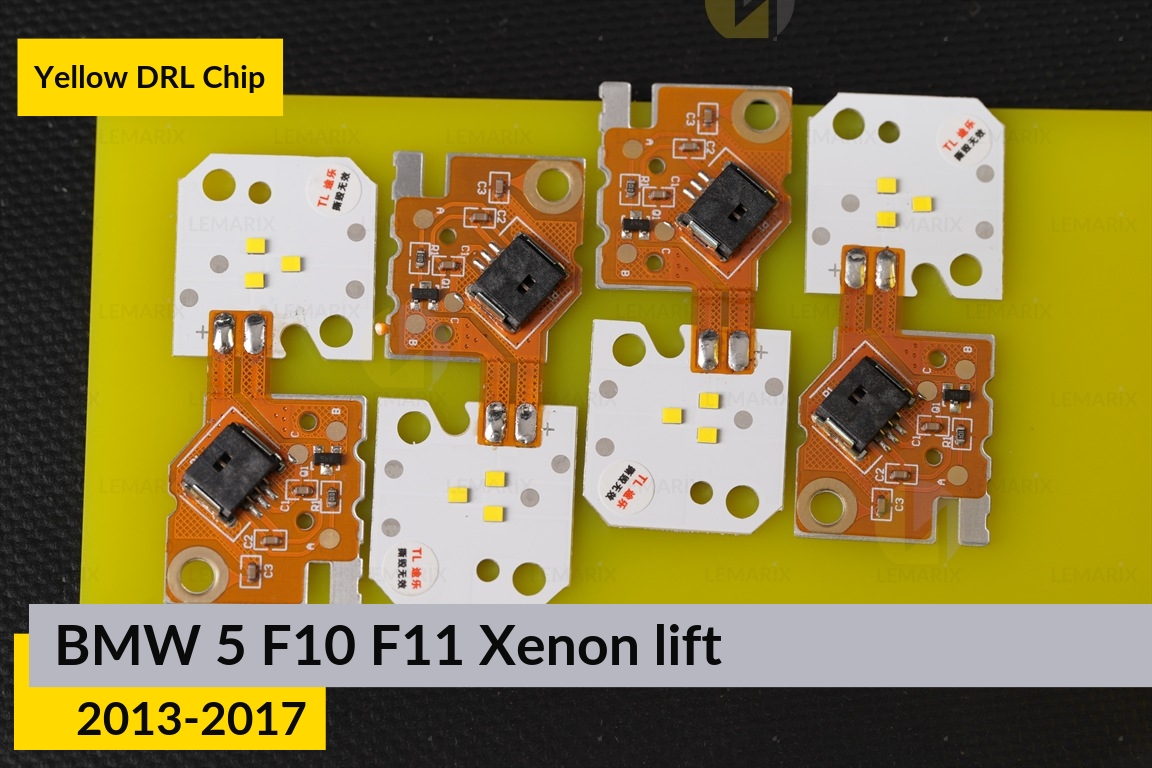 Желтые LED DRL чипы дхо плата BMW 5 F10 F11 Xenon (2013-2017) рест (4 шт.)