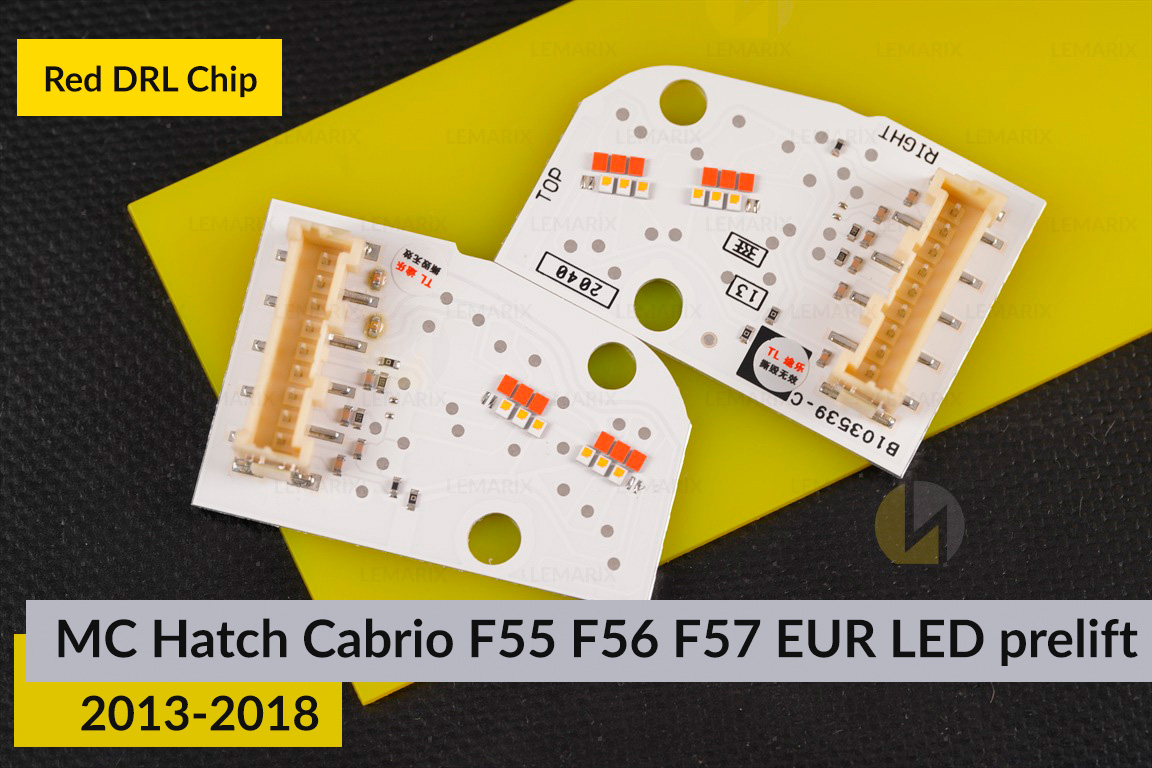 Червоні LED DRL чіпи дхо плата Mini Cooper Hatch Cabrio F55 F56 F57 EUR LED (2013-2018) дорест (4 шт.)