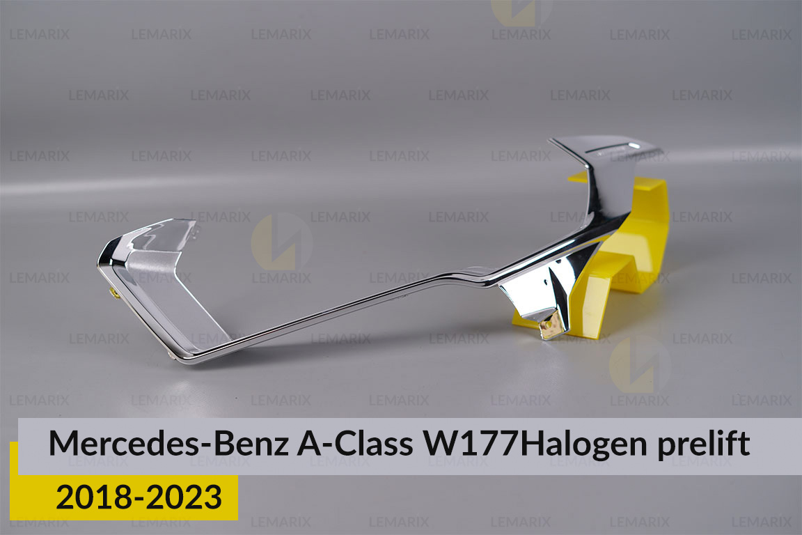 Хромированная декоративная маска Mercedes-Benz A-Class W177 Halogen (2018-2023) дорест левая
