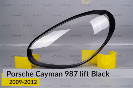 Стекло фары Porsche Cayman 987 Black (2009-2012) рест левое