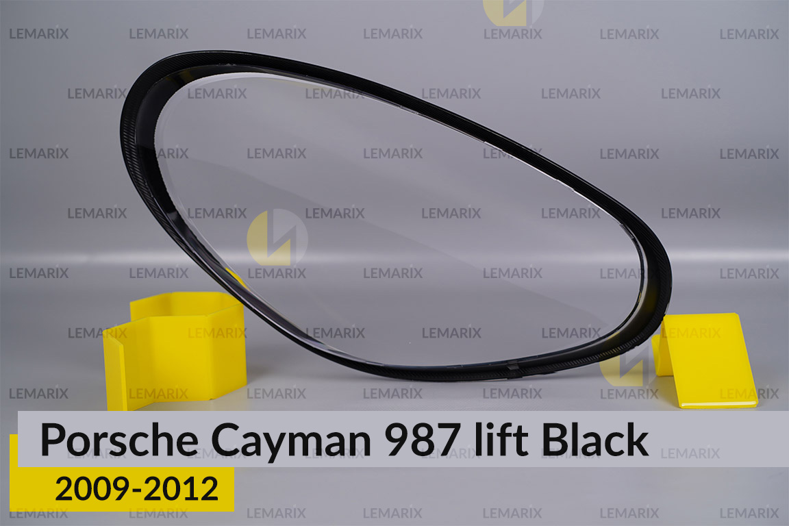 Скло фари Porsche Cayman 987 Black (2009-2012) рест ліве