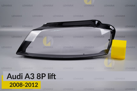 Скло фари Audi A3 8P (2008-2012) рест ліве