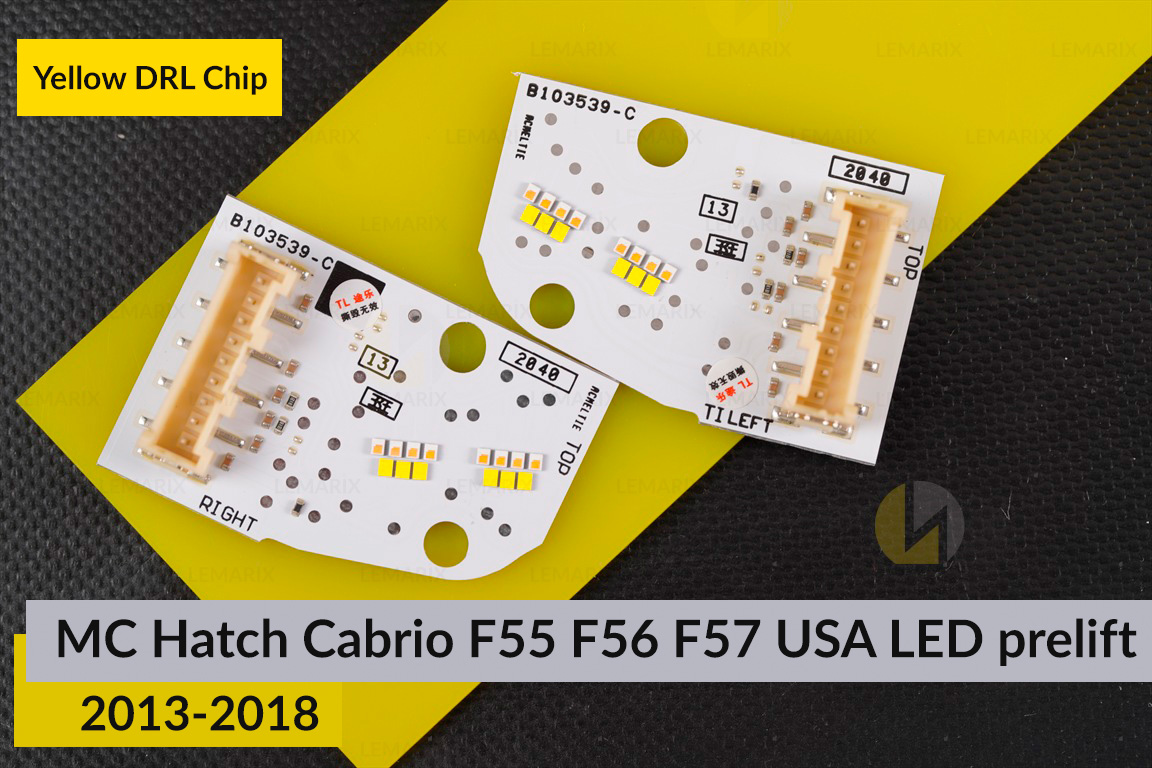Жовті LED DRL чіпи дхо плата Mini Cooper Hatch Cabrio F55 F56 F57 USA LED (2013-2018) дорест (4 шт.)