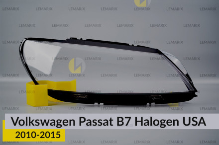 Скло фари VW Volkswagen Passat B7 USA Halogen (2010-2015) праве