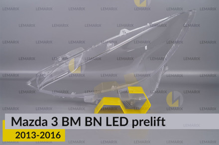 Скло фари Mazda 3 BM BN LED (2013-2016) дорест ліве