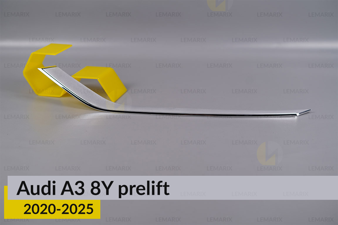 Хромированная декоративная маска средняя Audi A3 8Y (2020-2025) дорест левая