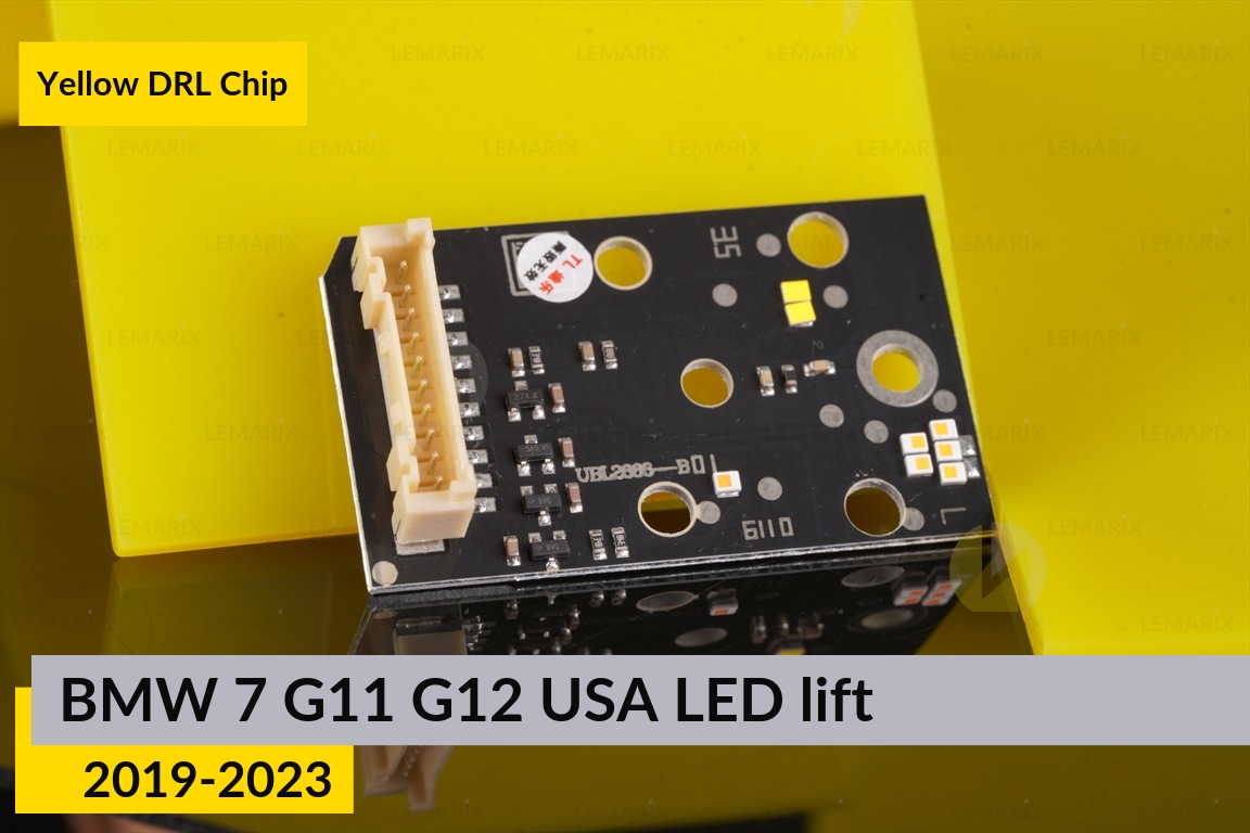 Желтые LED DRL чипы дхо плата BMW 7 G11 G12 USA LED (2019-2023) рест (4 шт.)