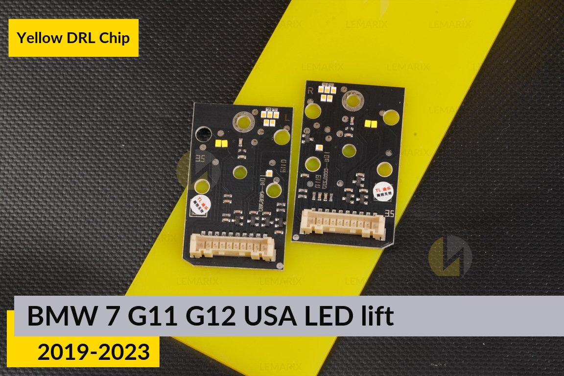Желтые LED DRL чипы дхо плата BMW 7 G11 G12 USA LED (2019-2023) рест (4 шт.)