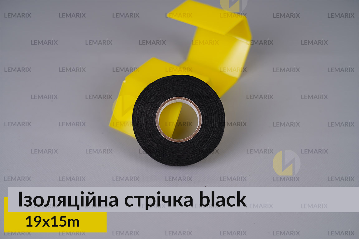 Ізоляційна стрічка 19x15м синтетична чорна м'яка ізолента антискрип