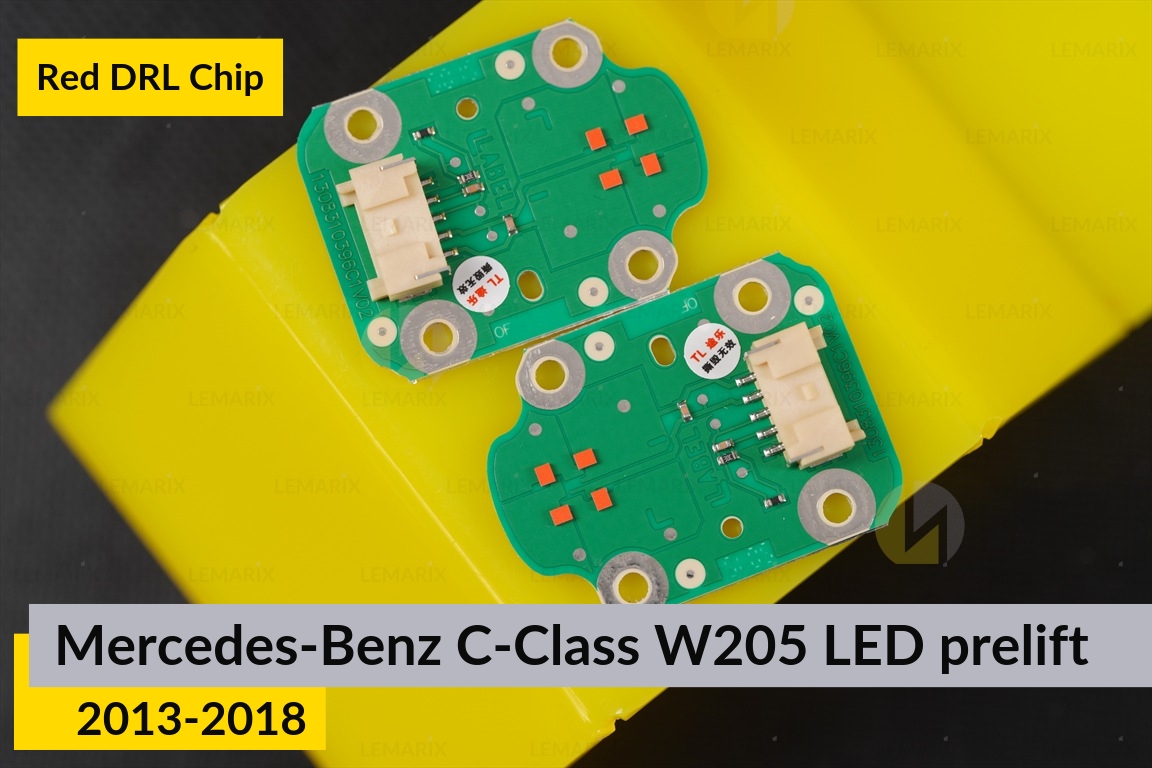 Червоні LED DRL чіпи дхо плата Mercedes-Benz C-Class W205 LED (2013-2018) дорест (2 шт.)