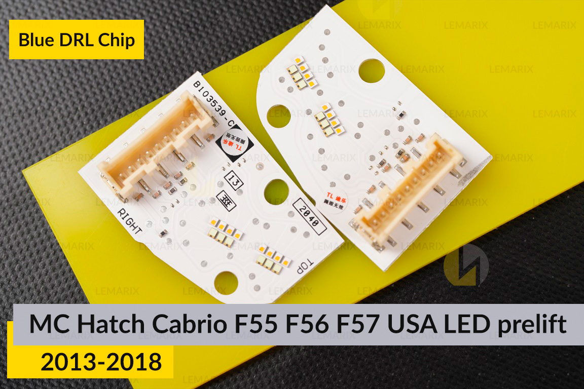 Синие LED DRL чипы дхо плата Mini Cooper Hatch Cabrio F55 F56 F57 USA LED (2013-2018) дорест (4 шт.)