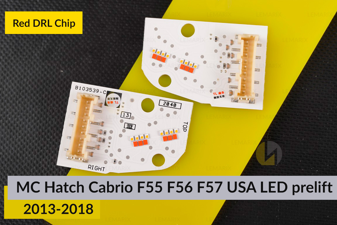 Червоні LED DRL чіпи дхо плата Mini Cooper Hatch Cabrio F55 F56 F57 USA LED (2013-2018) дорест (4 шт.)