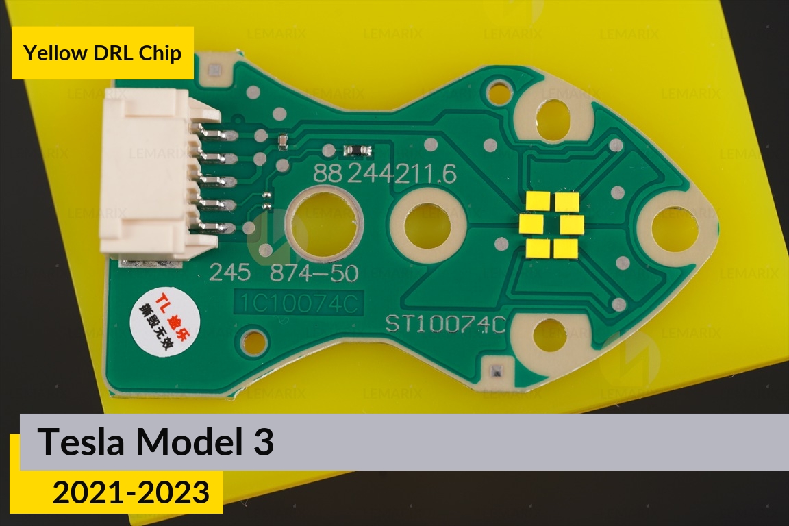 Желтые LED DRL чипы дхо плата Tesla Model 3 (2021-2023) (2 шт.)