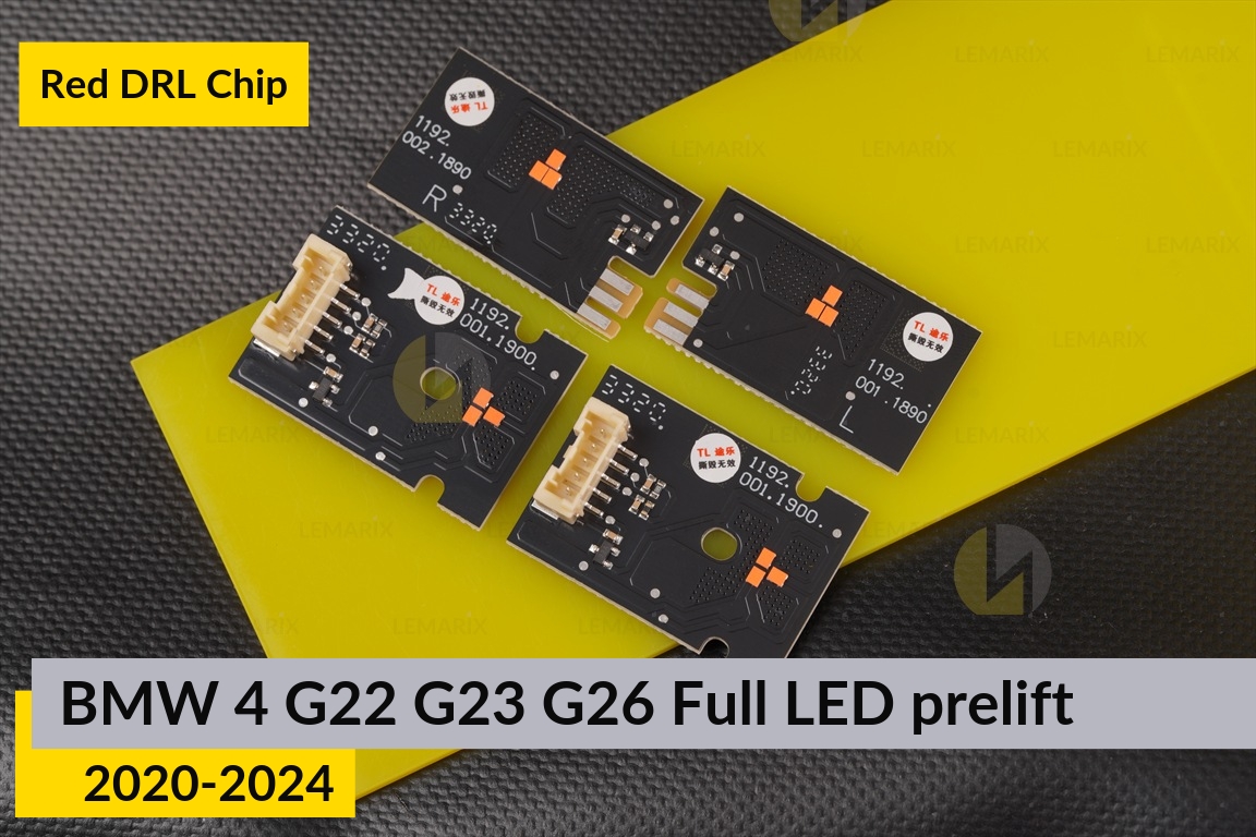 Красные LED DRL чипы дхо плата BMW 4 G22 G23 G26 LED (2020-2024) дорест (2 шт.)