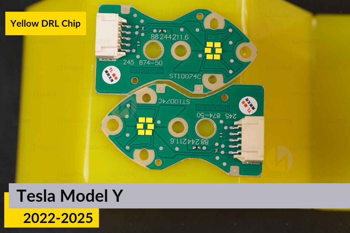 Желтые LED DRL чипы дхо плата Tesla Model Y (2022-2025) (2 шт.)