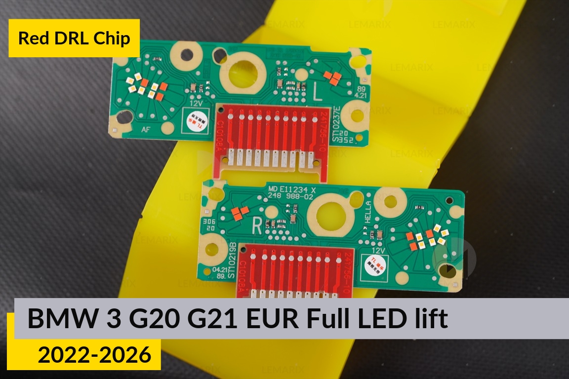 Красные LED DRL чипы дхо плата BMW 3 G20 G21 EUR Full LED (2022-2026) рест (2 шт.)