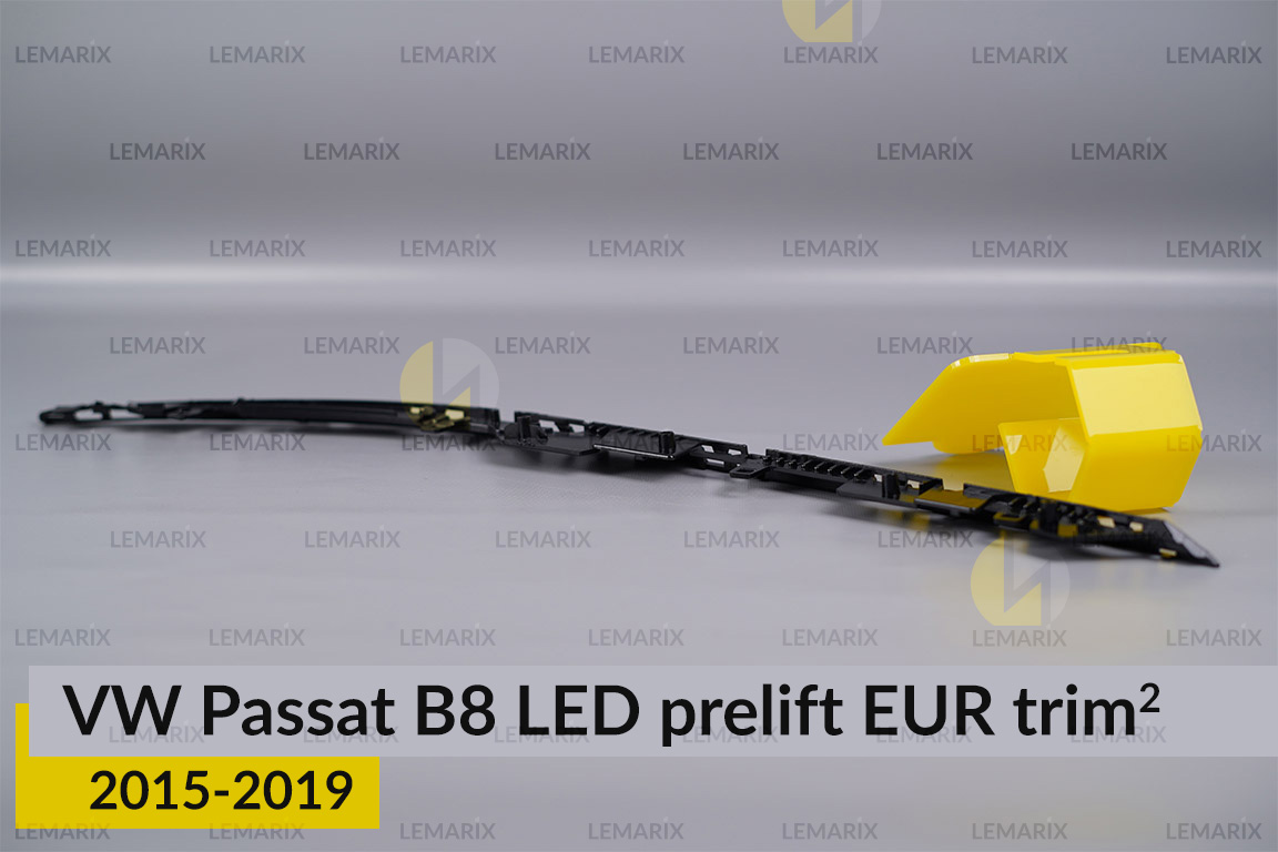 Хромированная накладка на фары VW Volkswagen Passat B8 LED EUR (2015-2019) дорест на 2 детали левая