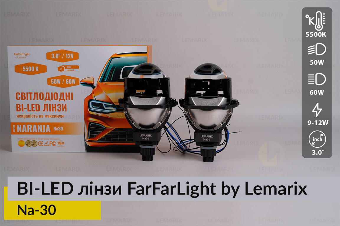 Світлодіодні BI-LED лінзи FarFarLight by Lemarix серії Naranja – Na30