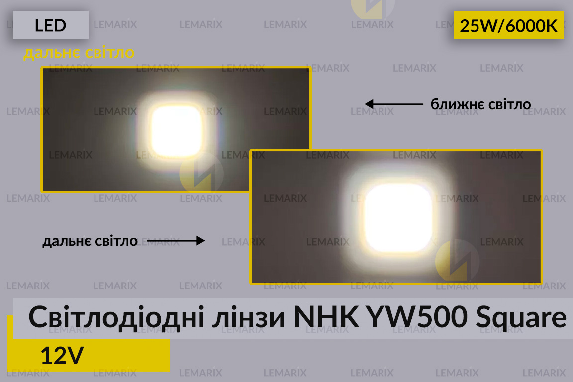 Світлодіодні LED-лінзи дальнього світла NHK YW500 Square (квадратний промінь)