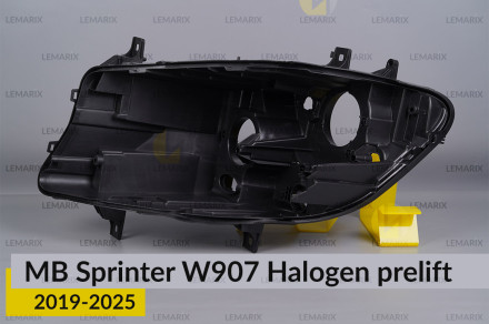 Корпус фары Mercedes-Benz Sprinter W907 Halogen (2019-2026) дорест левый