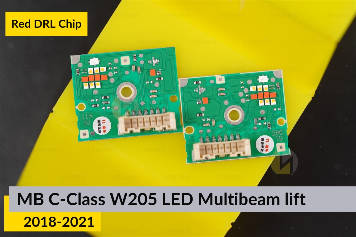 Червоні LED DRL чіпи дхо плата Mercedes-Benz C-Class W205 LED Multibeam (2018-2021) рест (2 шт.)