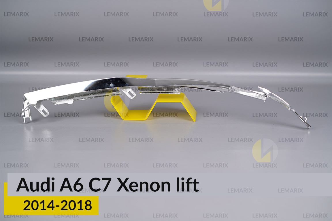 Хромированная декоративная маска под световод Audi A6 C7 Xenon (2014-2018) рест левая