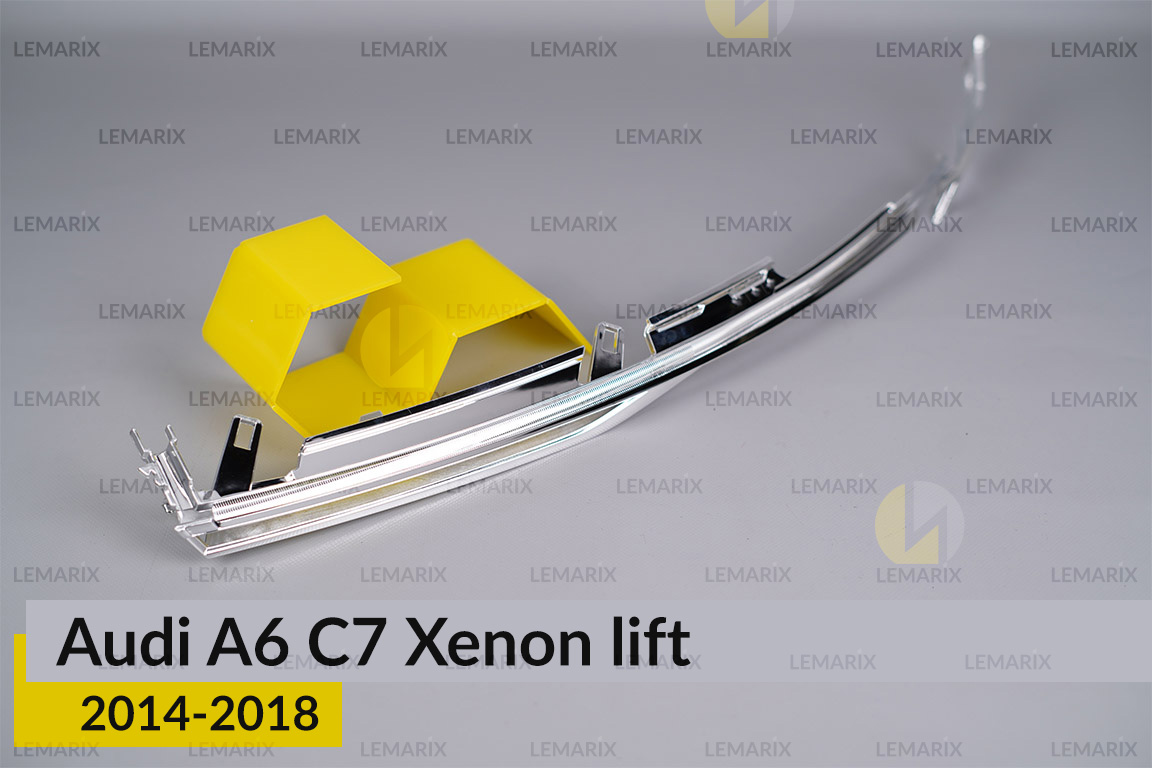 Хромированная декоративная маска под световод Audi A6 C7 Xenon (2014-2018) рест левая