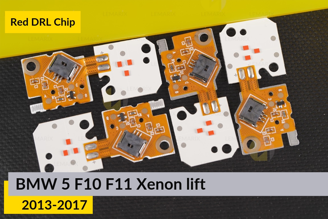 Красные LED DRL чипы дхо плата BMW 5 F10 F11 Xenon (2013-2017) рест (4 шт.)