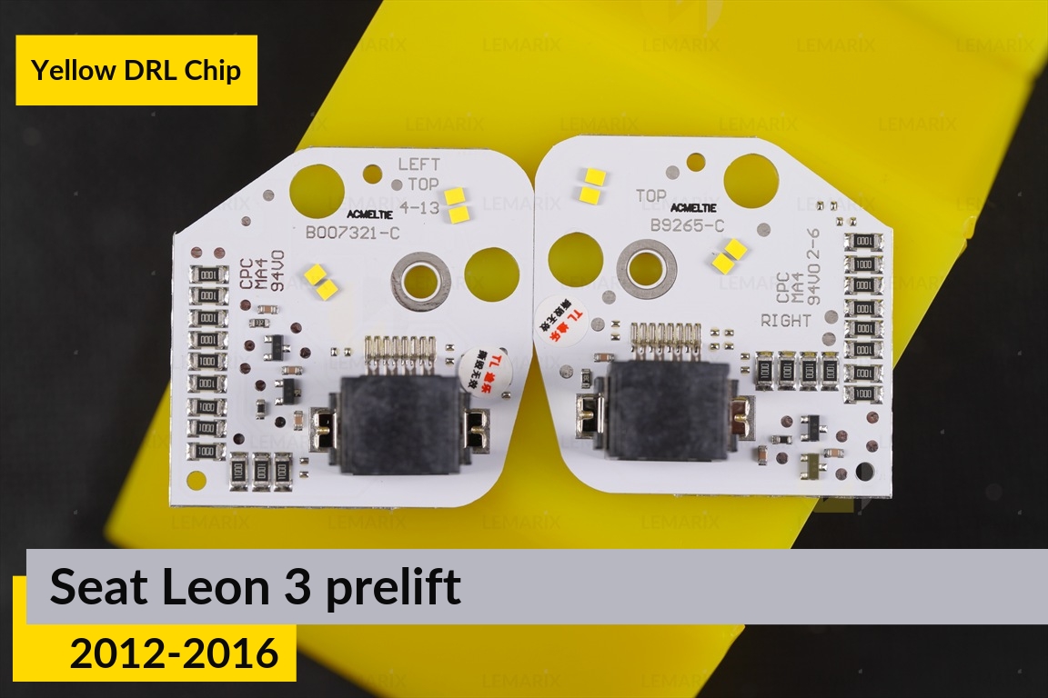 Желтые LED DRL чипы дхо плата Seat Leon 3 (2012-2016) дорест (2 шт.)