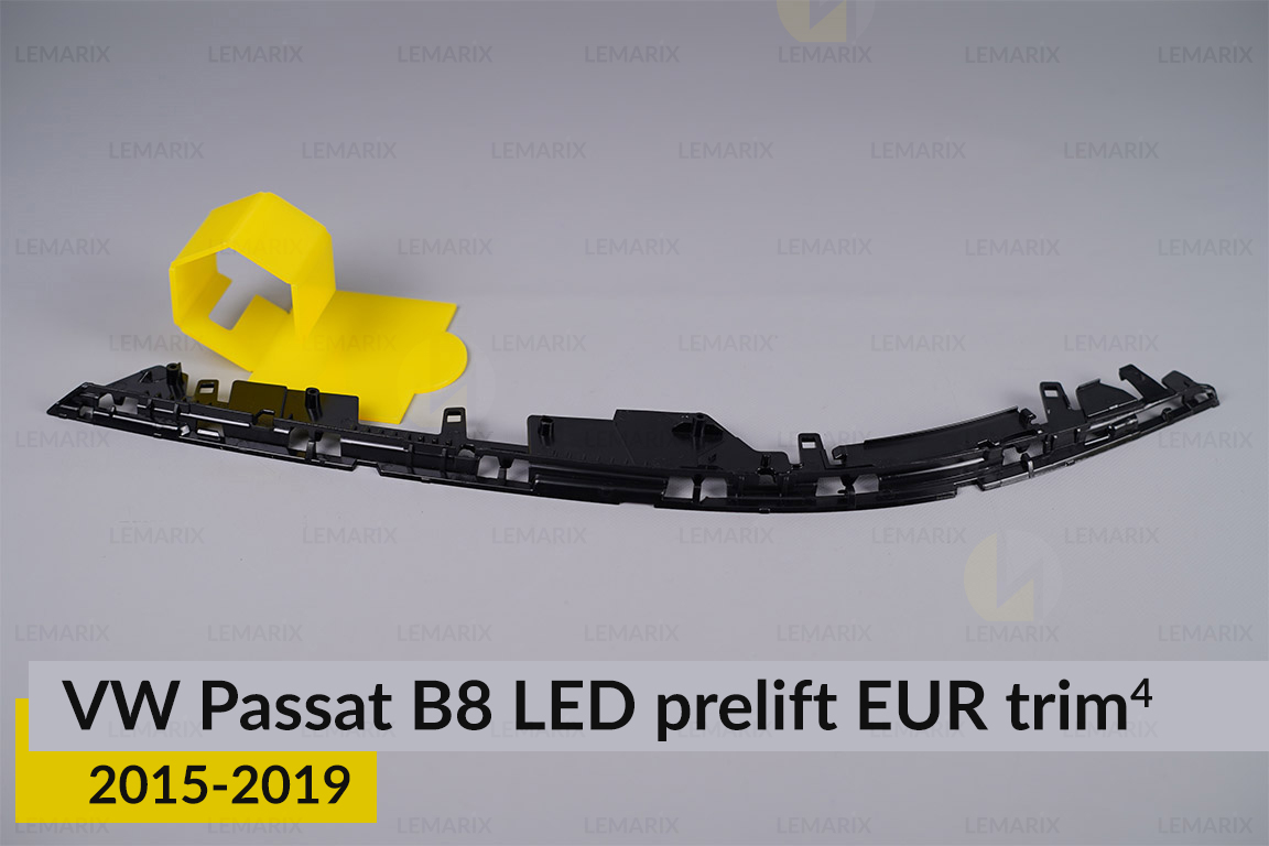 Хромированная накладка на фары VW Volkswagen Passat B8 LED EUR (2015-2019) дорест на 4 детали левая