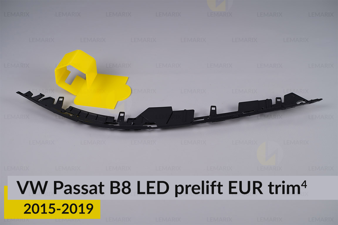 Хромированная накладка на фары VW Volkswagen Passat B8 LED EUR (2015-2019) дорест на 4 детали левая