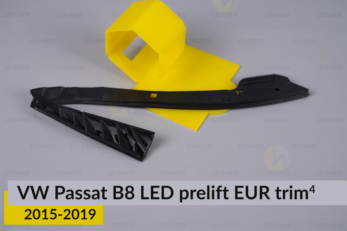 Хромированная накладка на фары VW Volkswagen Passat B8 LED EUR (2015-2019) дорест на 4 детали левая
