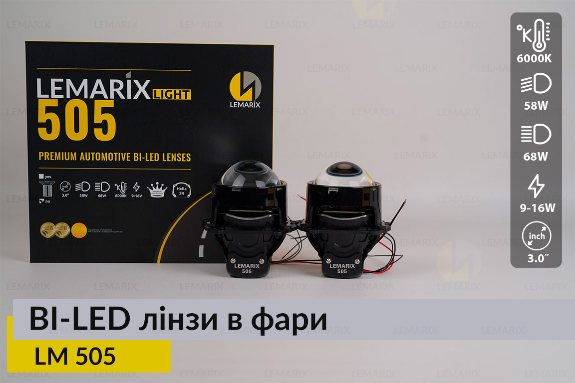BI-LED лінзи в фари Lemarix 505