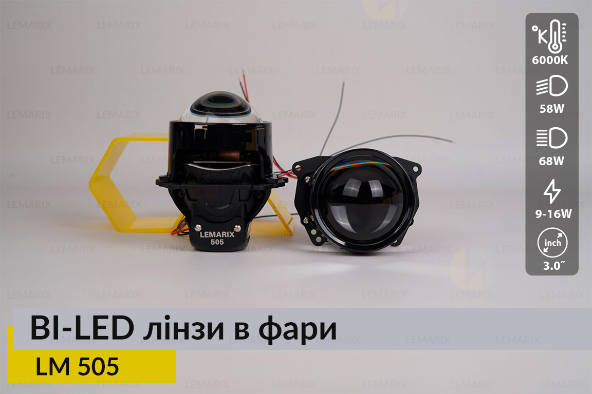 Автомобильные BI-LED линзы в фары Lemarix 505