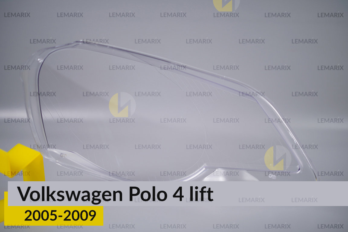 Скло фари VW Volkswagen Polo 4 (2005-2009) рест ліве