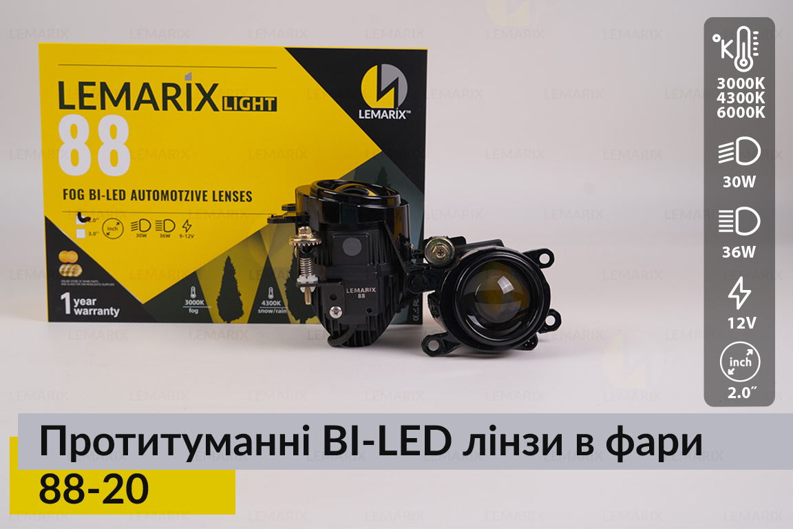 Противотуманные BI-LED линзы в фары Lemarix 88-20