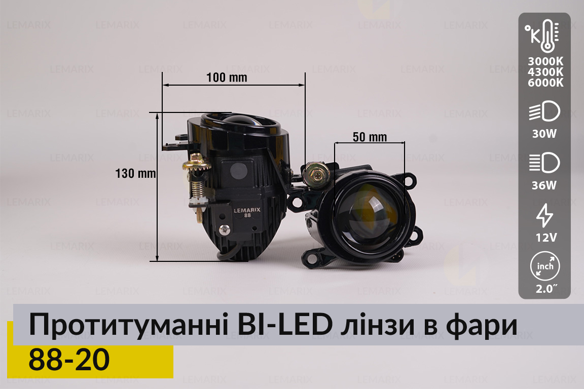 Противотуманные BI-LED линзы в фары Lemarix 88-20