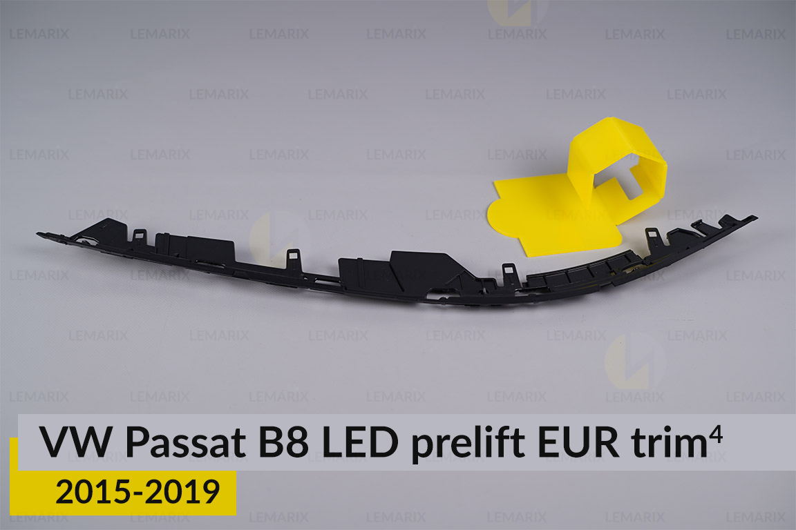 Хромированная накладка на фары VW Volkswagen Passat B8 LED EUR (2015-2019) дорест на 4 детали правая