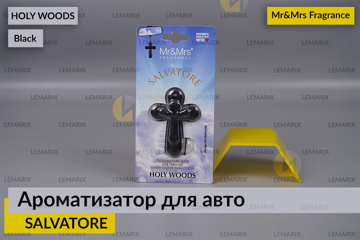 Ароматизатор для авто SALVATORE чорний с ароматом СВЯТОГО ЛІСУ/HOLY WOODS – Mr&Mrs Fragrance